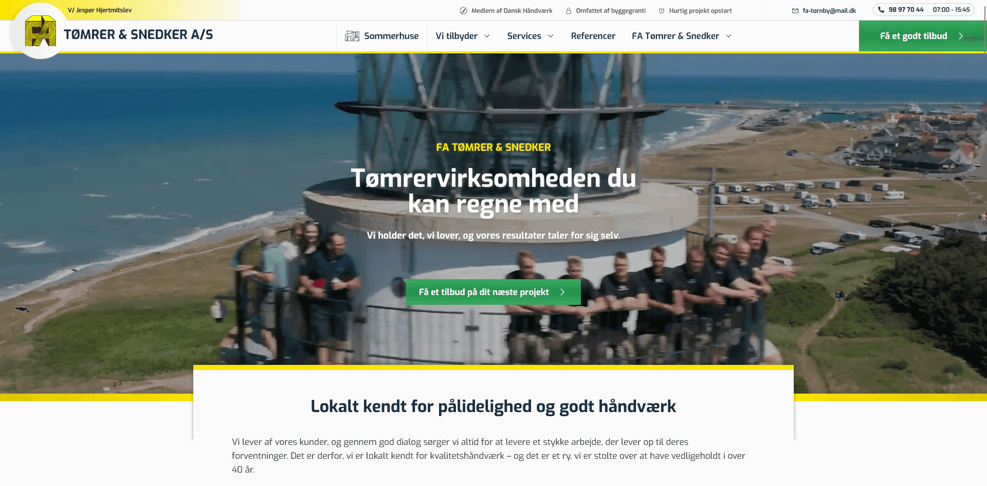 FA Tømrer & Snedker homepage